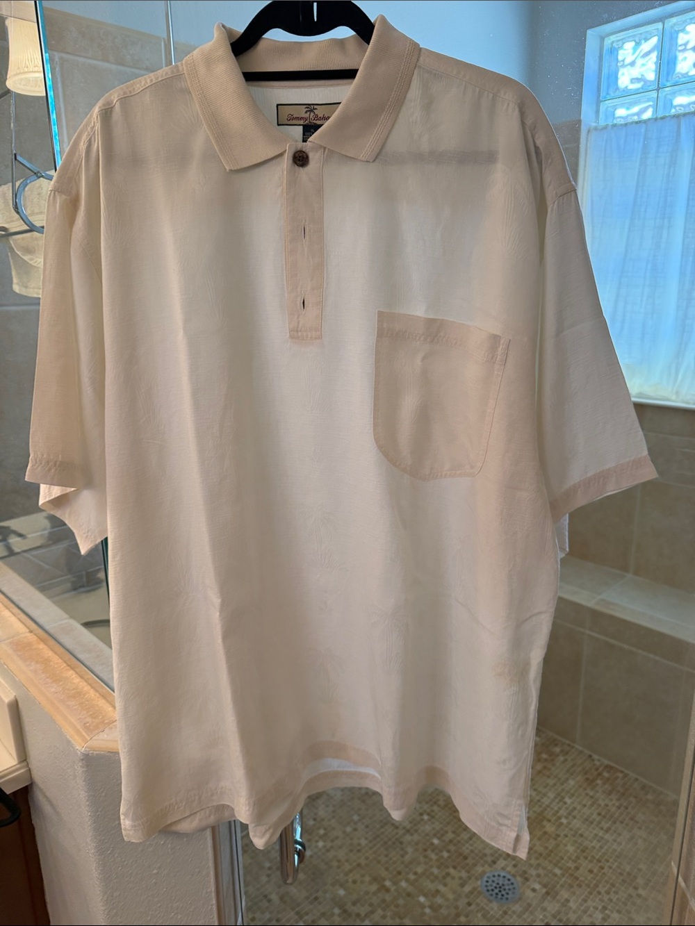Tommy Bahama Cream Short-Sleeve Polo with Chest Pocket